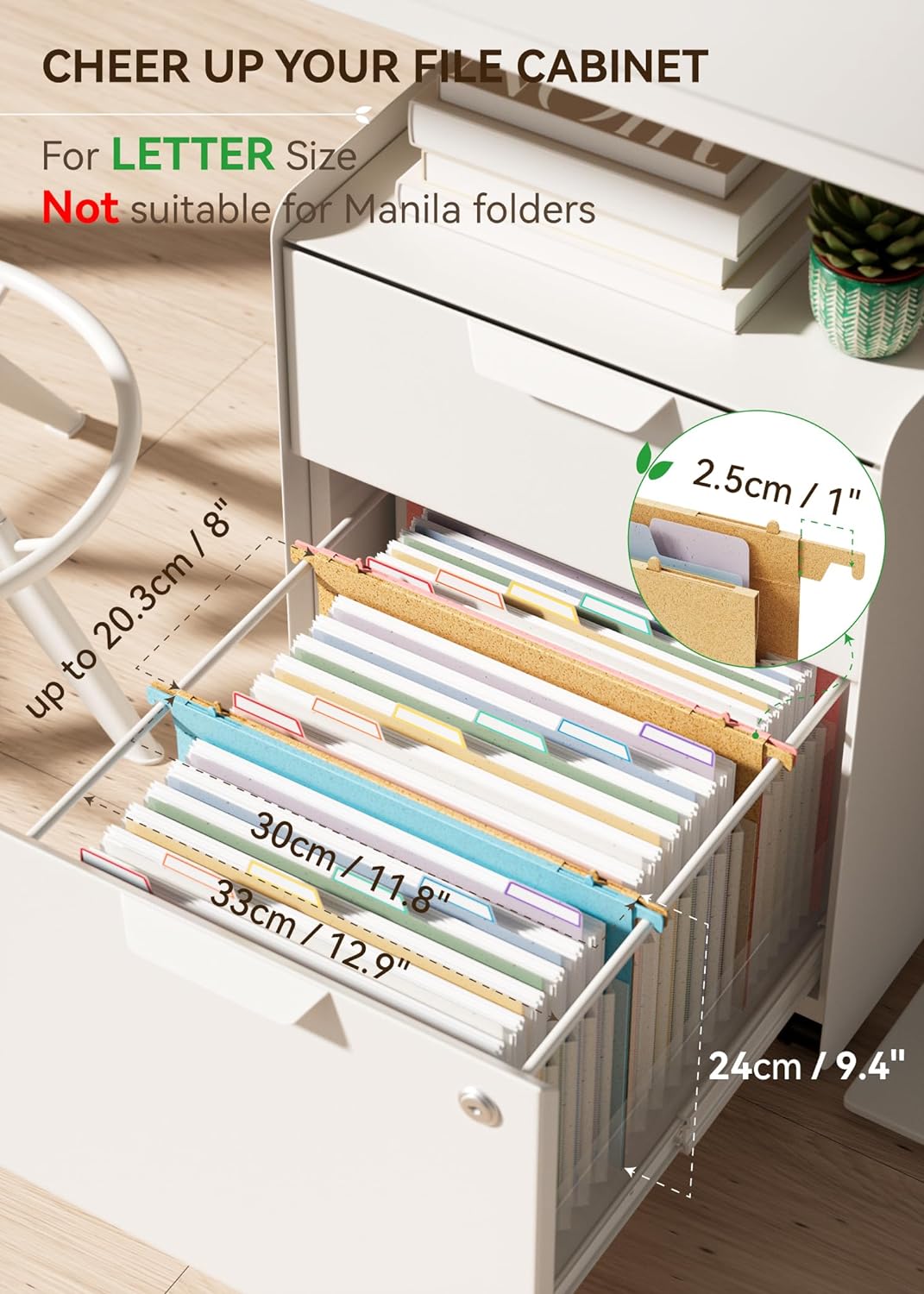 Ecostash Wheat Straw Expanding Hanging File Folders, 3 Color File Organizer, 1.2" Accordian Pockets, Large Capacity, Letter Size for Filing Cabinet, 100% BPA Free, Return to Nature, Healthy Living