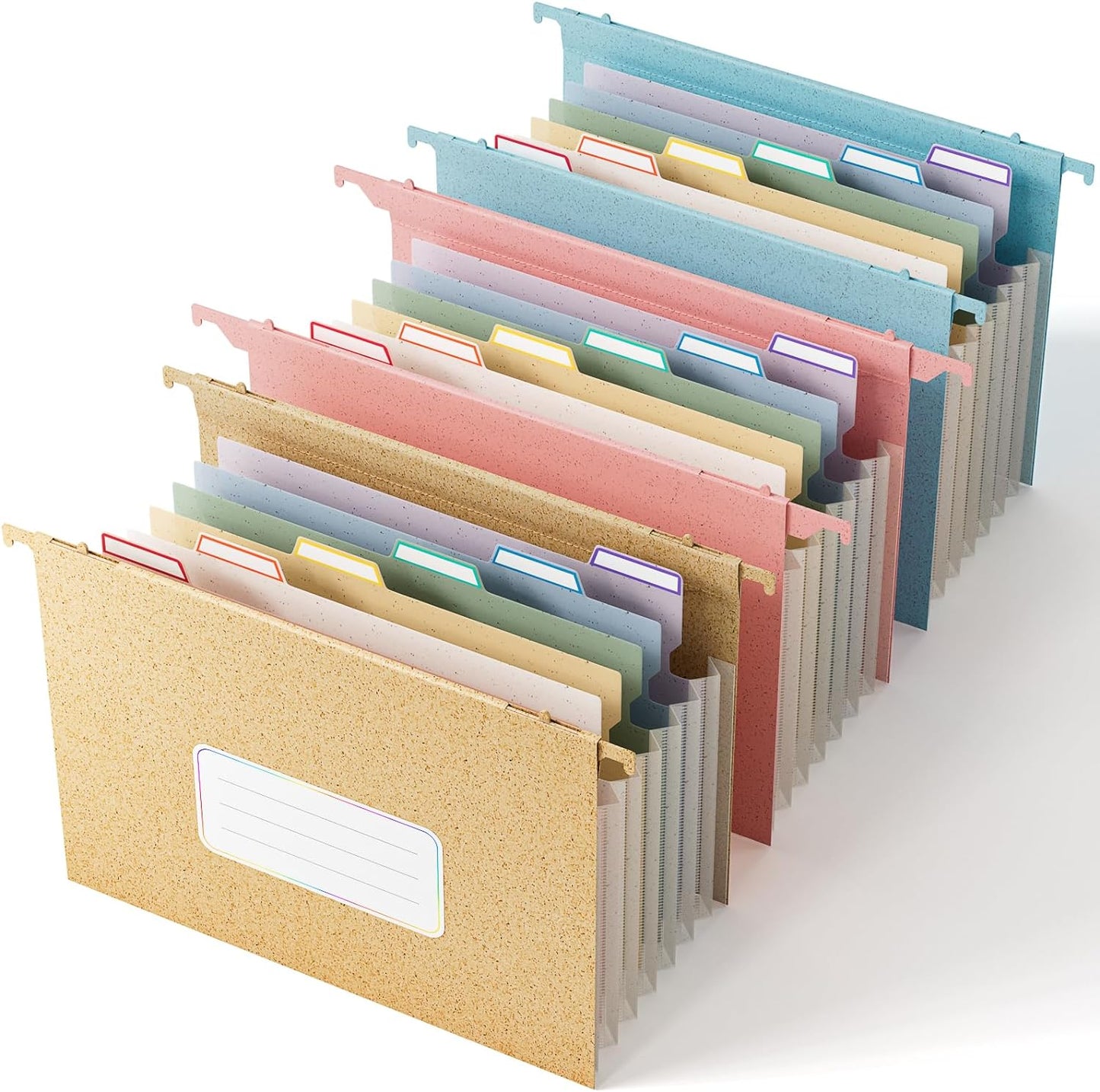 Ecostash Wheat Straw Expanding Hanging File Folders, 3 Color File Organizer, 1.2" Accordian Pockets, Large Capacity, Letter Size for Filing Cabinet, 100% BPA Free, Return to Nature, Healthy Living
