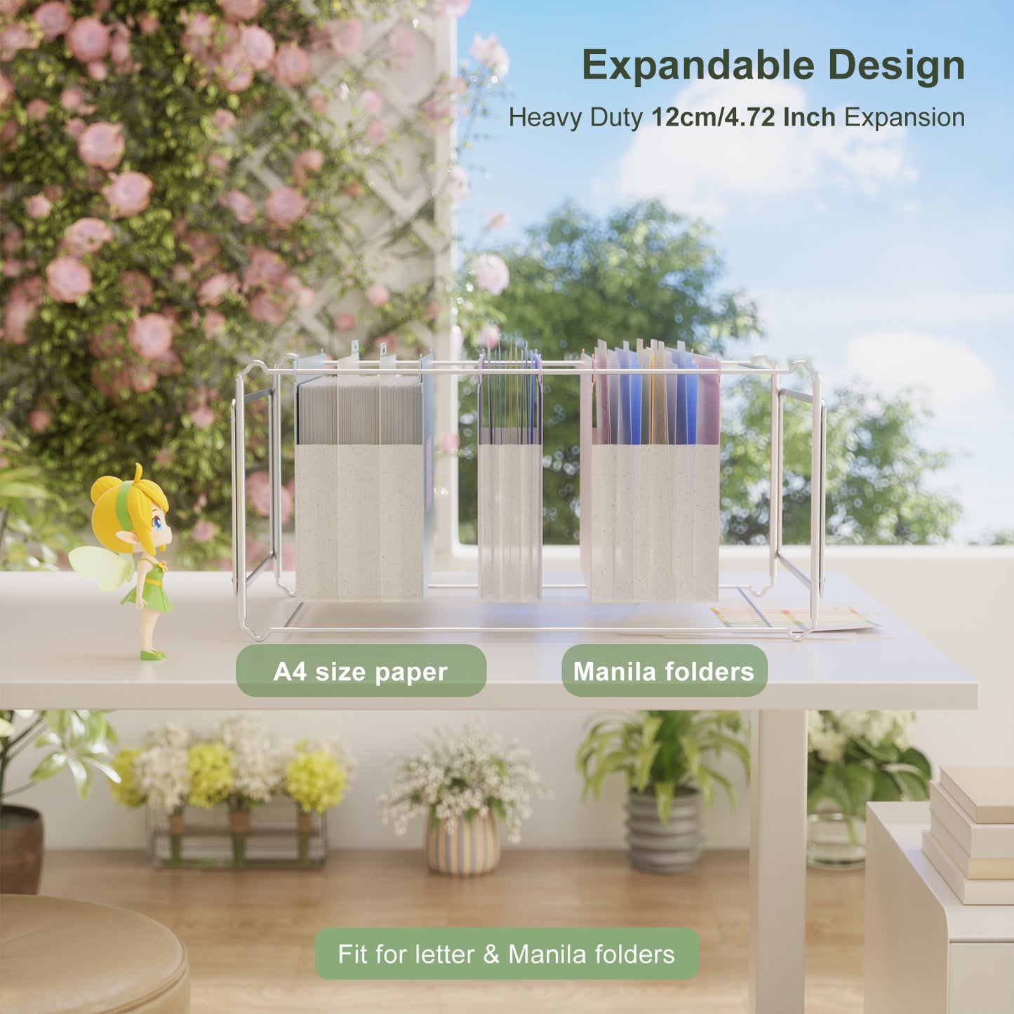 Extra Capacity Hanging File Folders, 3.15" Reinforced Wheat Straw Expanding Hanging Folder Letter Size, Heavy Duty for Filing Cabinets, File Organizer for Office & Home-3 Packs