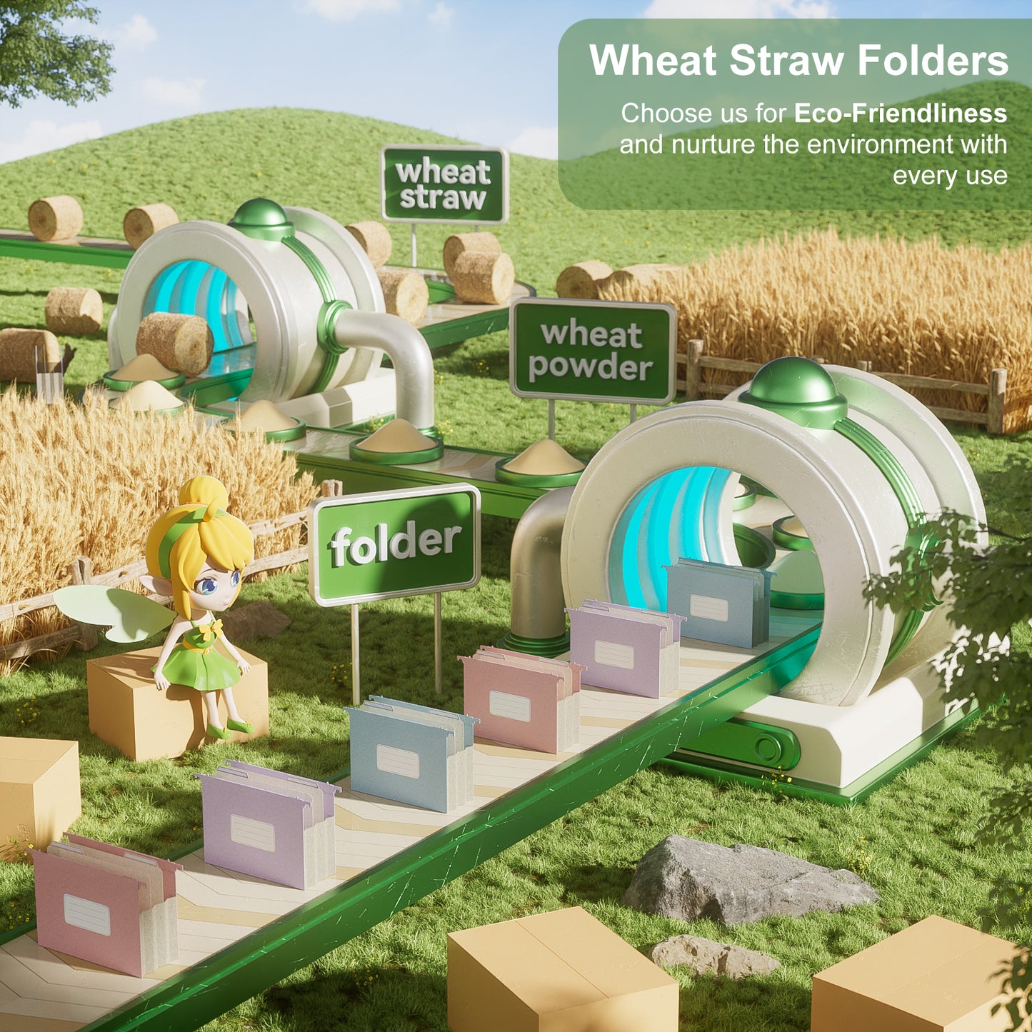 Extra Capacity Hanging File Folders, 3.15" Reinforced Wheat Straw Expanding Hanging Folder Letter Size, Heavy Duty for Filing Cabinets, File Organizer for Office & Home-3 Packs